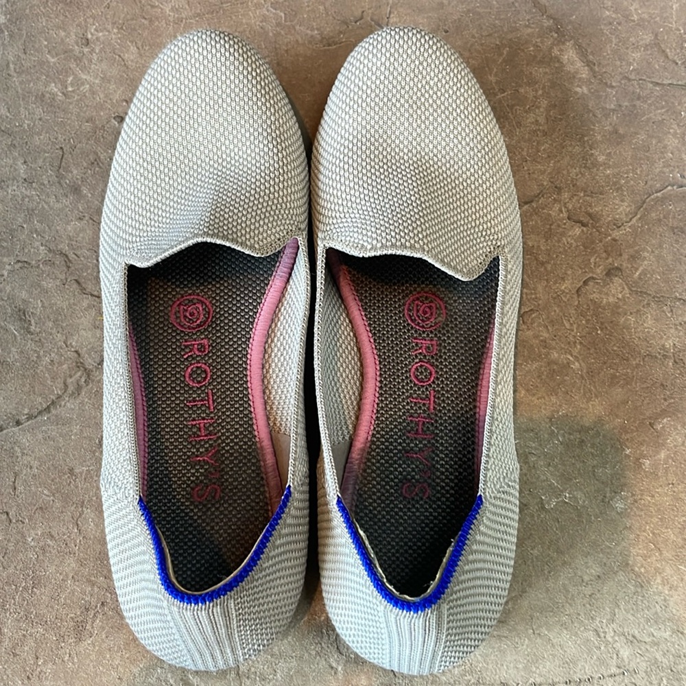 Rothy's Cream and Blue Flats - Picture 5 of 7